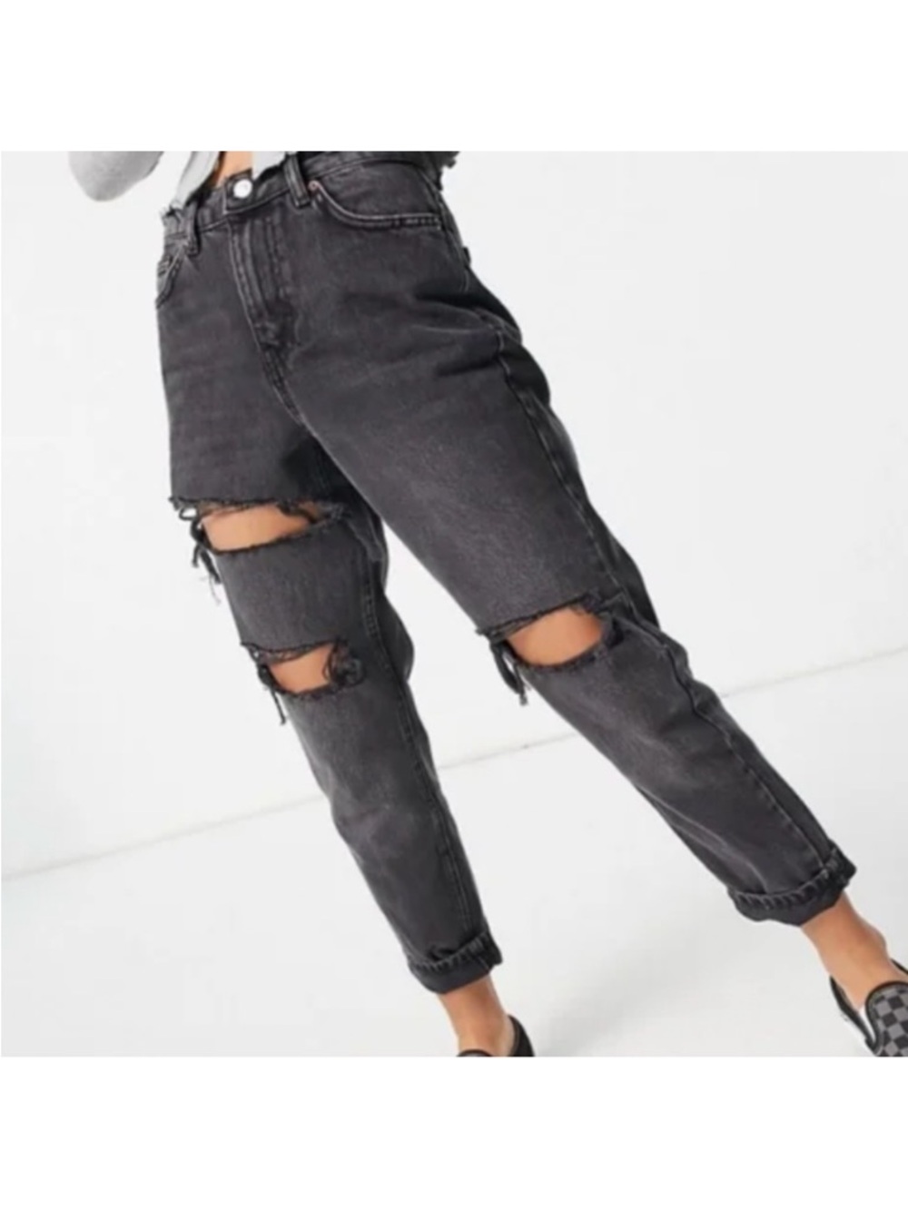 Topshop nibble rip mom Jeans black size 25